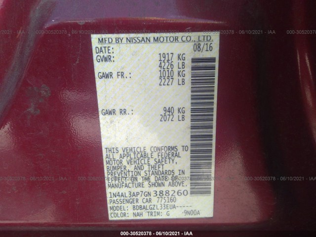 Photo 8 VIN: 1N4AL3AP7GN388260 - NISSAN ALTIMA 