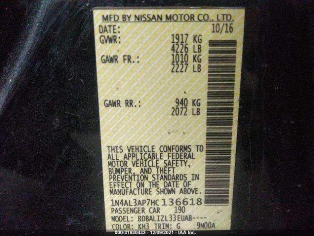 Photo 8 VIN: 1N4AL3AP7HC136618 - NISSAN ALTIMA 