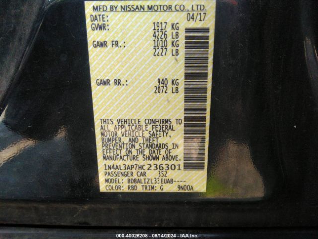 Photo 8 VIN: 1N4AL3AP7HC236301 - NISSAN ALTIMA 