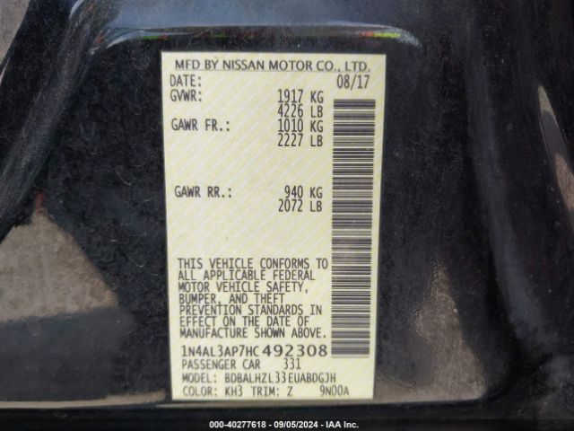 Photo 8 VIN: 1N4AL3AP7HC492308 - NISSAN ALTIMA 