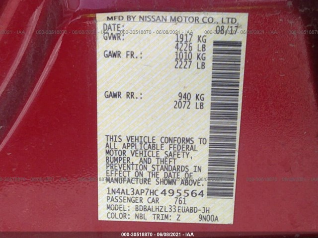 Photo 8 VIN: 1N4AL3AP7HC495564 - NISSAN ALTIMA 