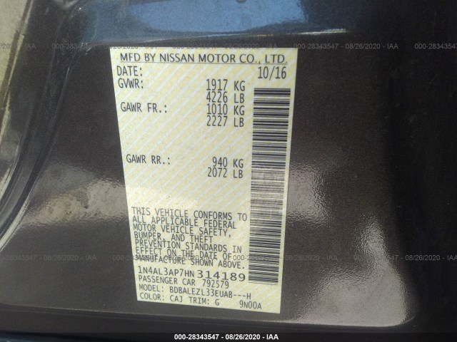 Photo 8 VIN: 1N4AL3AP7HN314189 - NISSAN ALTIMA 