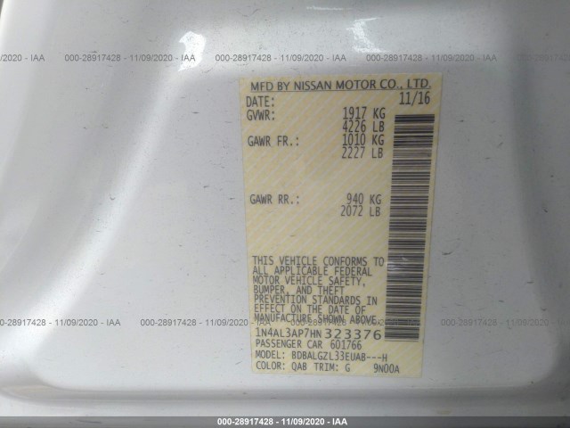 Photo 8 VIN: 1N4AL3AP7HN323376 - NISSAN ALTIMA 