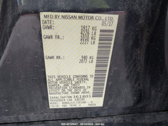 Photo 8 VIN: 1N4AL3AP7HN361805 - NISSAN ALTIMA 