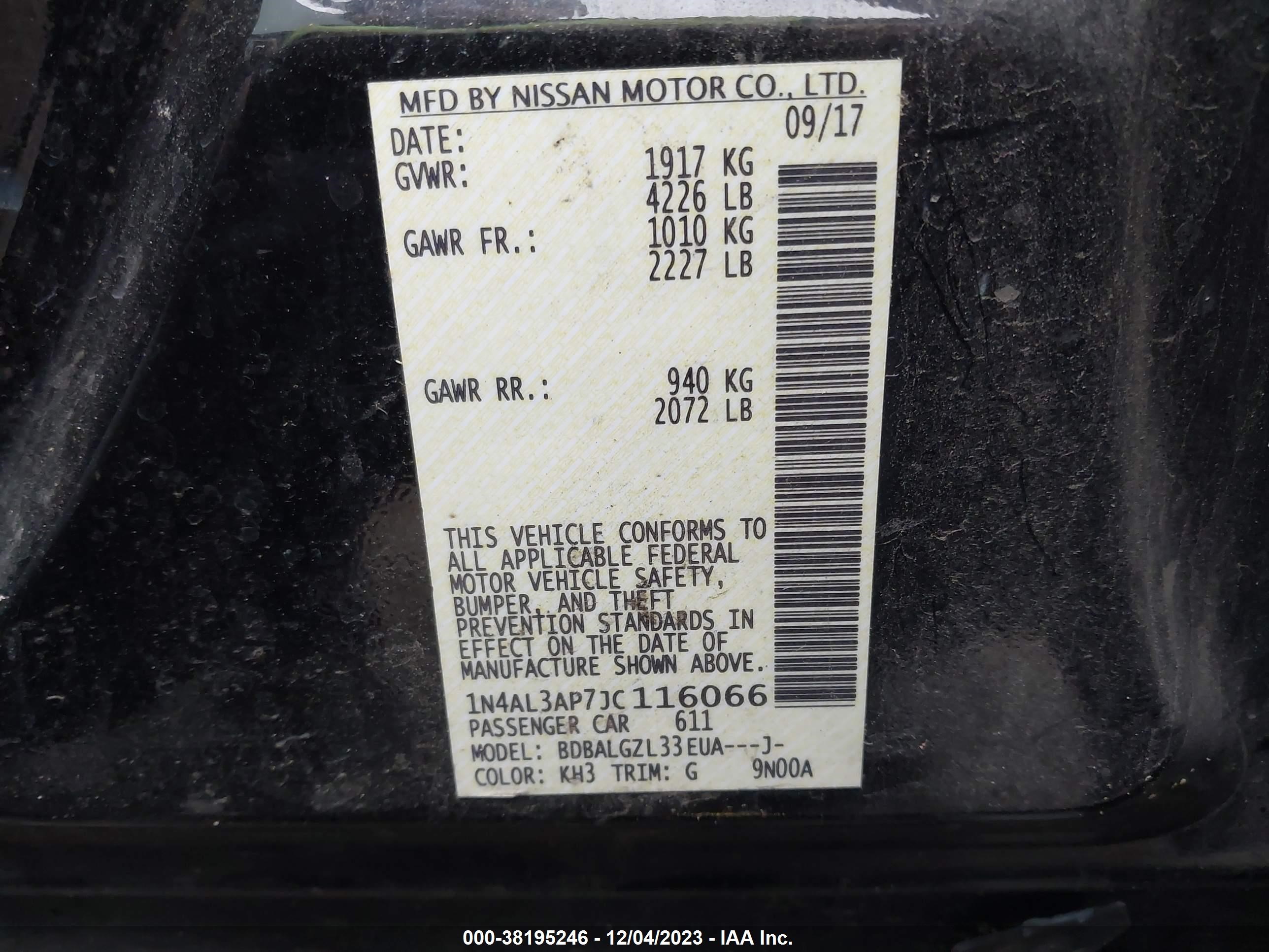 Photo 8 VIN: 1N4AL3AP7JC116066 - NISSAN ALTIMA 