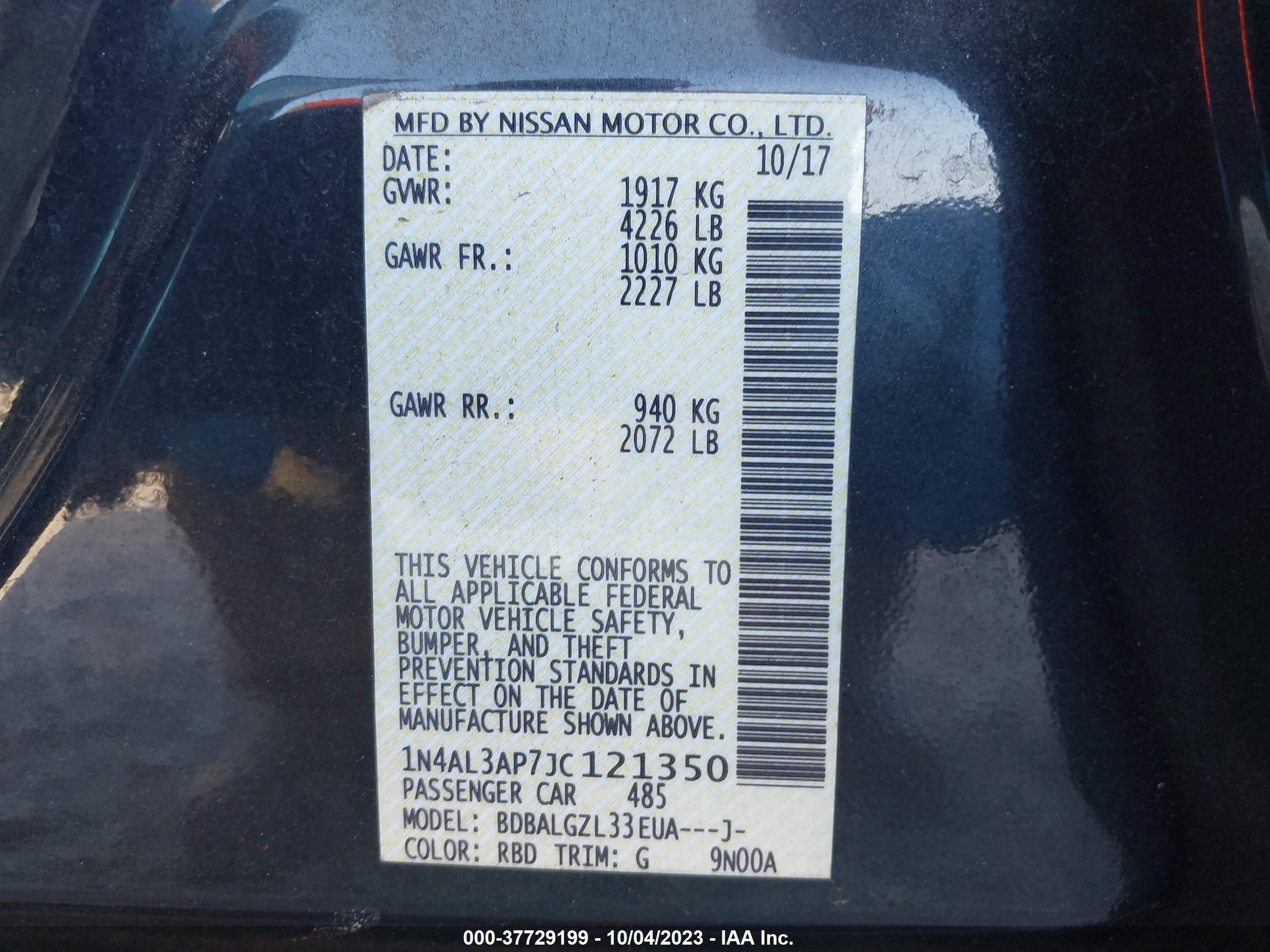 Photo 8 VIN: 1N4AL3AP7JC121350 - NISSAN ALTIMA 