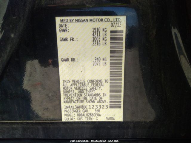 Photo 8 VIN: 1N4AL3AP8DC123323 - NISSAN ALTIMA 