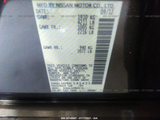 Photo 8 VIN: 1N4AL3AP8DC145435 - NISSAN ALTIMA 