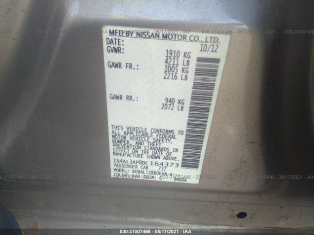 Photo 8 VIN: 1N4AL3AP8DC164373 - NISSAN ALTIMA 