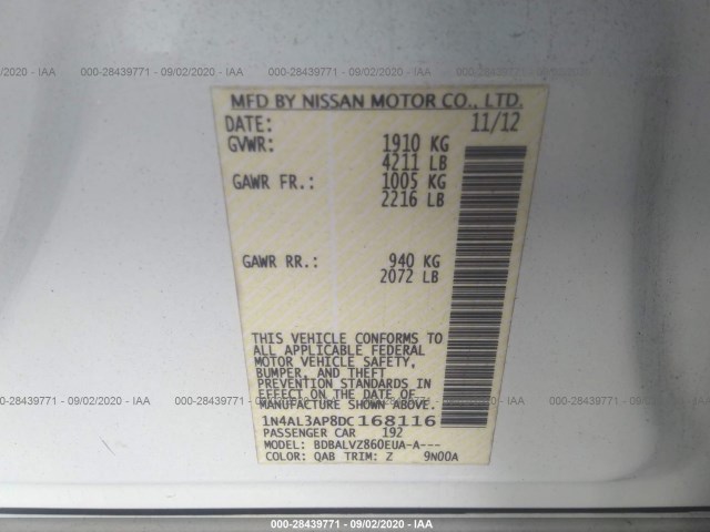 Photo 8 VIN: 1N4AL3AP8DC168116 - NISSAN ALTIMA 