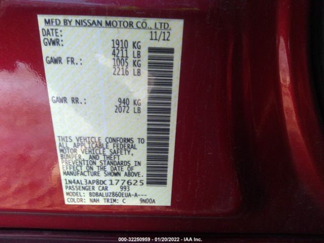 Photo 8 VIN: 1N4AL3AP8DC177625 - NISSAN ALTIMA 