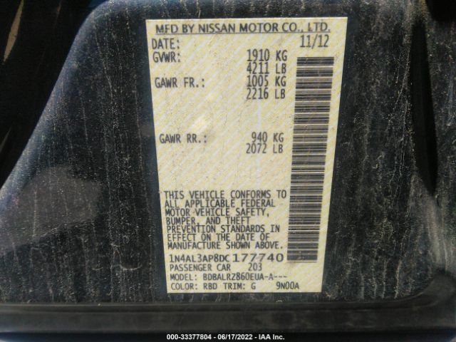 Photo 8 VIN: 1N4AL3AP8DC177740 - NISSAN ALTIMA 