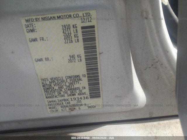 Photo 8 VIN: 1N4AL3AP8DC193436 - NISSAN ALTIMA 