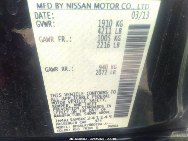 Photo 8 VIN: 1N4AL3AP8DC241145 - NISSAN ALTIMA 