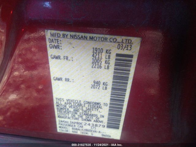 Photo 8 VIN: 1N4AL3AP8DC243879 - NISSAN ALTIMA 