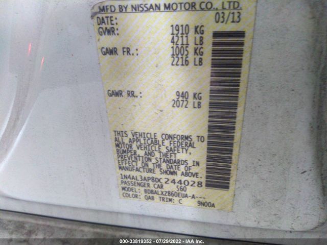 Photo 8 VIN: 1N4AL3AP8DC244028 - NISSAN ALTIMA 