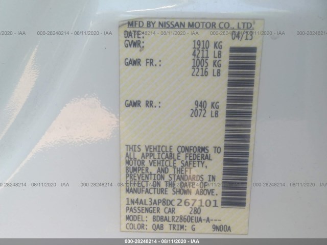 Photo 8 VIN: 1N4AL3AP8DC267101 - NISSAN ALTIMA 