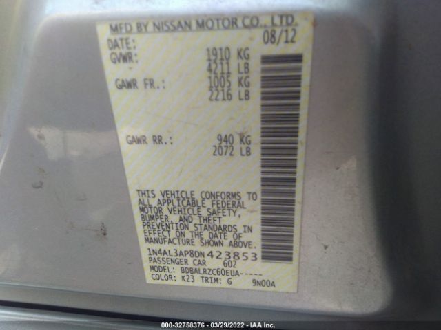 Photo 8 VIN: 1N4AL3AP8DN423853 - NISSAN ALTIMA 