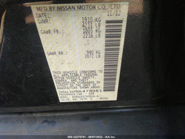 Photo 8 VIN: 1N4AL3AP8DN479081 - NISSAN ALTIMA 