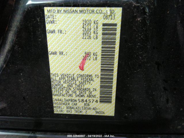 Photo 8 VIN: 1N4AL3AP8DN584574 - NISSAN ALTIMA 