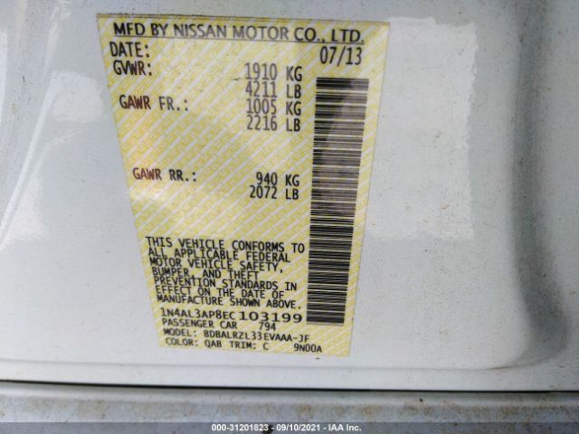 Photo 8 VIN: 1N4AL3AP8EC103199 - NISSAN ALTIMA 