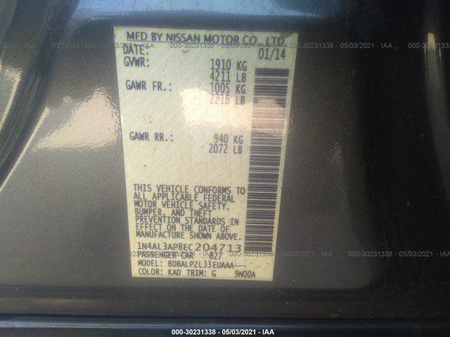 Photo 8 VIN: 1N4AL3AP8EC204713 - NISSAN ALTIMA 