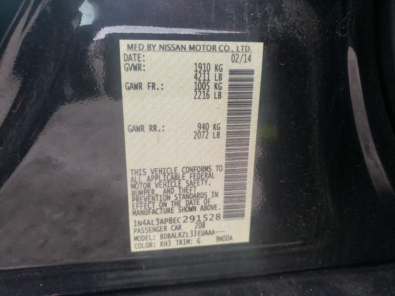 Photo 11 VIN: 1N4AL3AP8EC291528 - NISSAN ALTIMA 