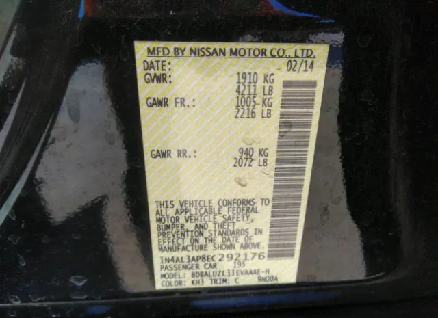 Photo 8 VIN: 1N4AL3AP8EC292176 - NISSAN ALTIMA 