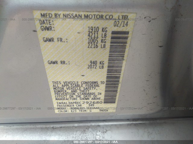 Photo 8 VIN: 1N4AL3AP8EC292680 - NISSAN ALTIMA 