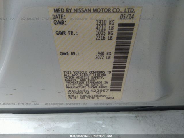 Photo 8 VIN: 1N4AL3AP8EC422957 - NISSAN ALTIMA 