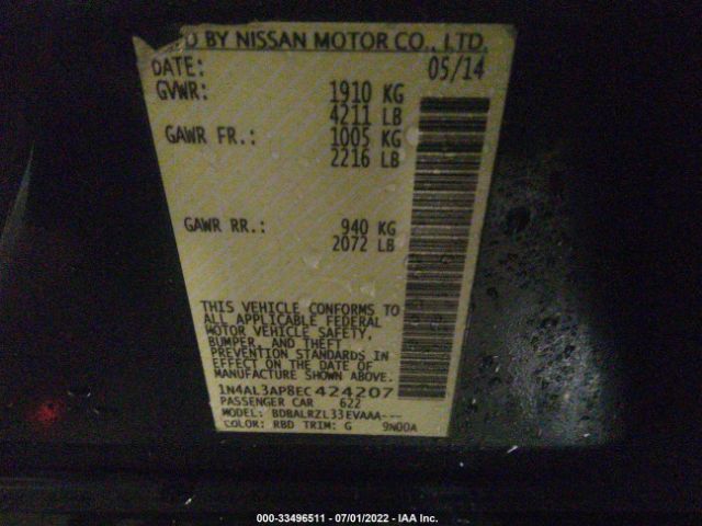 Photo 8 VIN: 1N4AL3AP8EC424207 - NISSAN ALTIMA 