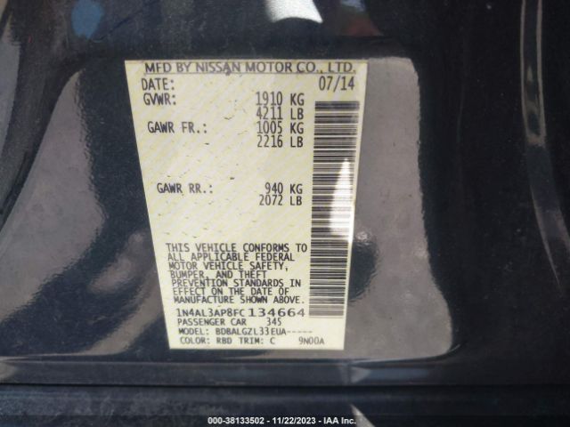 Photo 8 VIN: 1N4AL3AP8FC134664 - NISSAN ALTIMA 