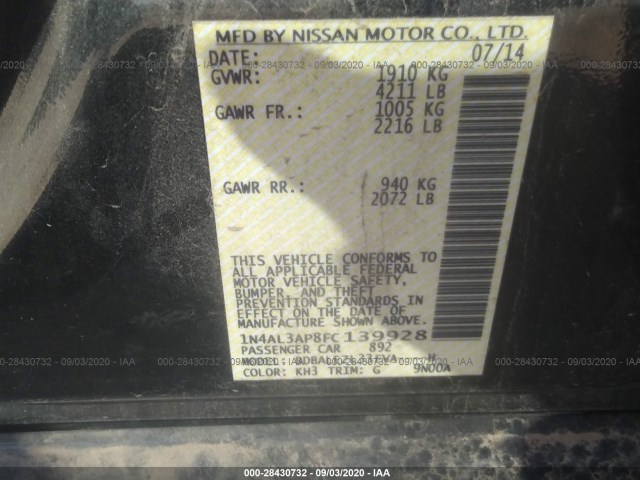 Photo 8 VIN: 1N4AL3AP8FC139928 - NISSAN ALTIMA 