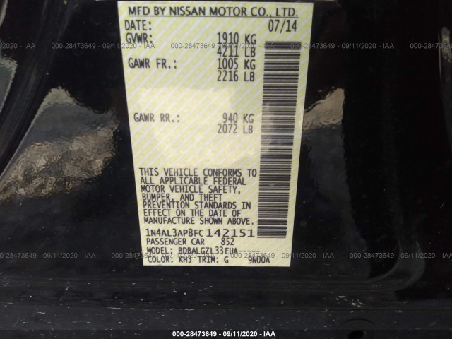 Photo 8 VIN: 1N4AL3AP8FC142151 - NISSAN ALTIMA 