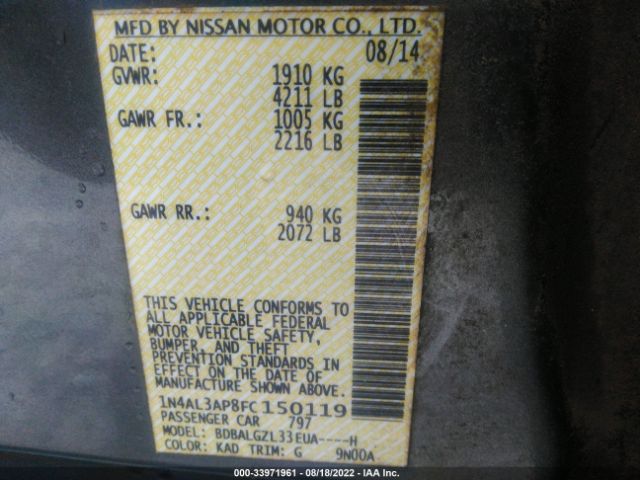 Photo 8 VIN: 1N4AL3AP8FC150119 - NISSAN ALTIMA 