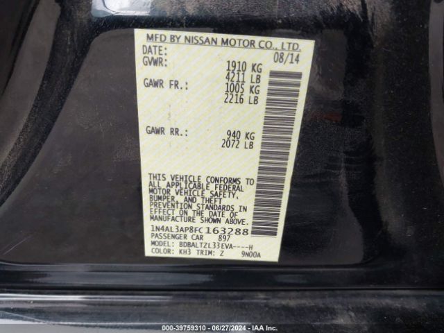 Photo 8 VIN: 1N4AL3AP8FC163288 - NISSAN ALTIMA 