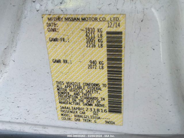 Photo 8 VIN: 1N4AL3AP8FC231816 - NISSAN ALTIMA 