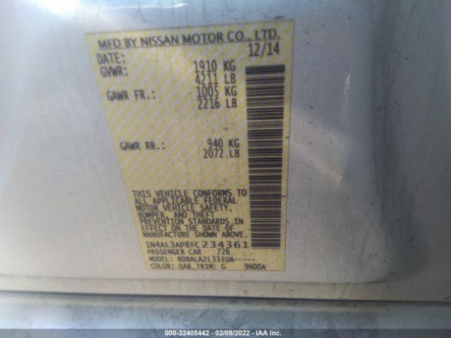 Photo 8 VIN: 1N4AL3AP8FC234361 - NISSAN ALTIMA 