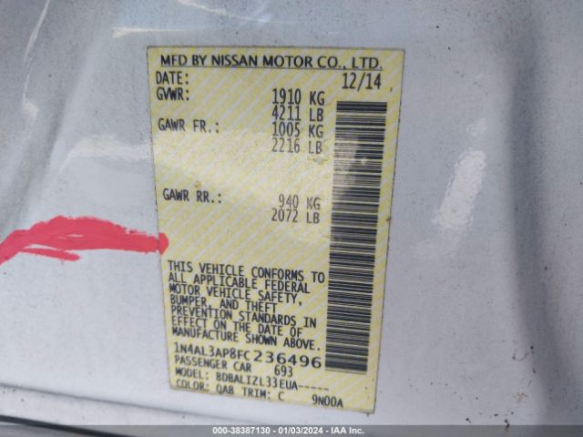 Photo 8 VIN: 1N4AL3AP8FC236496 - NISSAN ALTIMA 