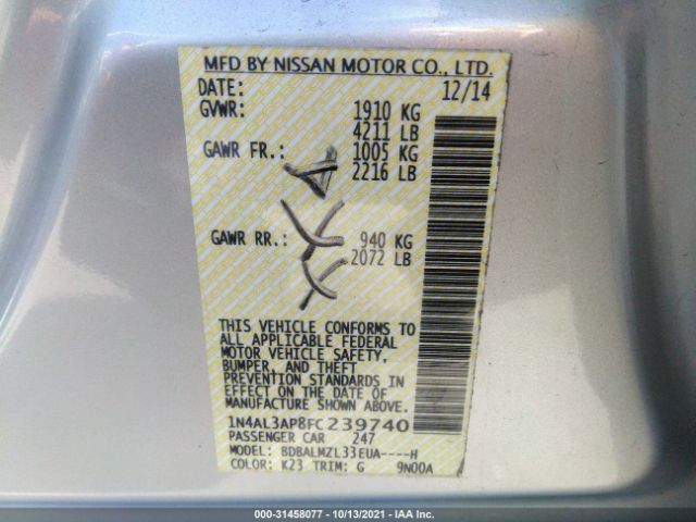 Photo 8 VIN: 1N4AL3AP8FC239740 - NISSAN ALTIMA 