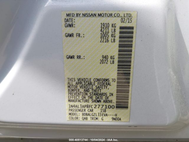 Photo 8 VIN: 1N4AL3AP8FC277100 - NISSAN ALTIMA 