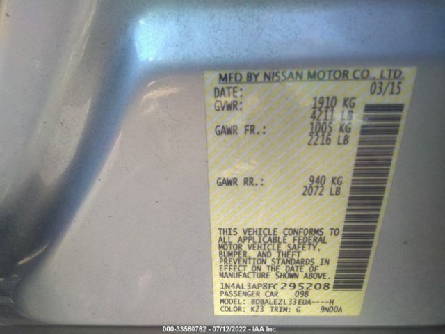 Photo 8 VIN: 1N4AL3AP8FC295208 - NISSAN ALTIMA 