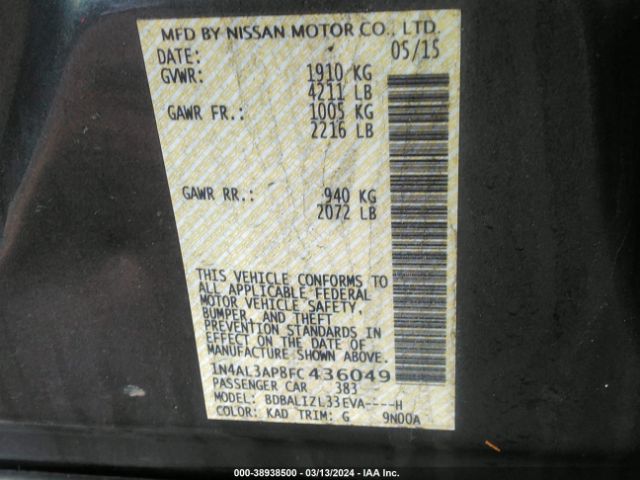 Photo 8 VIN: 1N4AL3AP8FC436049 - NISSAN ALTIMA 