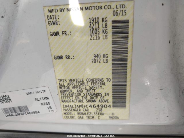 Photo 8 VIN: 1N4AL3AP8FC464904 - NISSAN ALTIMA 