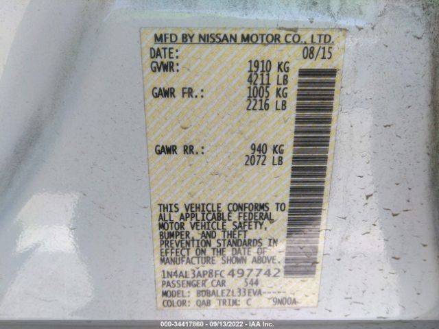 Photo 8 VIN: 1N4AL3AP8FC497742 - NISSAN ALTIMA 