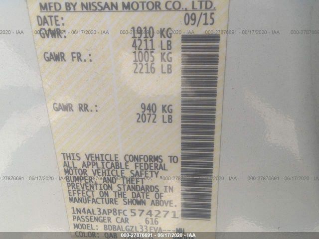 Photo 8 VIN: 1N4AL3AP8FC574271 - NISSAN ALTIMA 