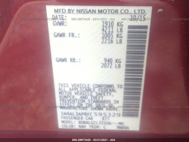 Photo 8 VIN: 1N4AL3AP8FC595329 - NISSAN ALTIMA 