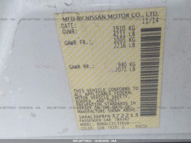 Photo 8 VIN: 1N4AL3AP8FN372213 - NISSAN ALTIMA 