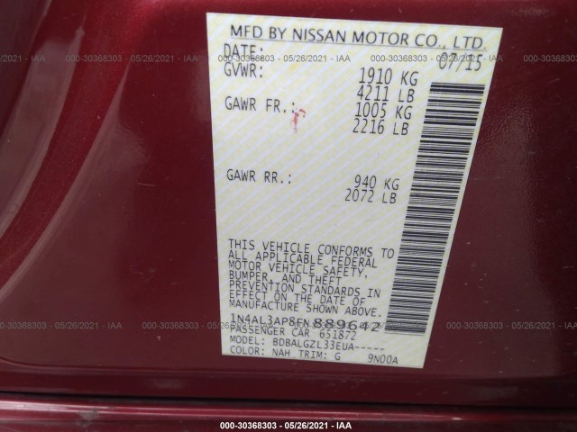 Photo 8 VIN: 1N4AL3AP8FN889642 - NISSAN ALTIMA 