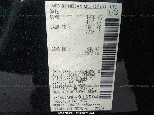 Photo 8 VIN: 1N4AL3AP8FN913504 - NISSAN ALTIMA 